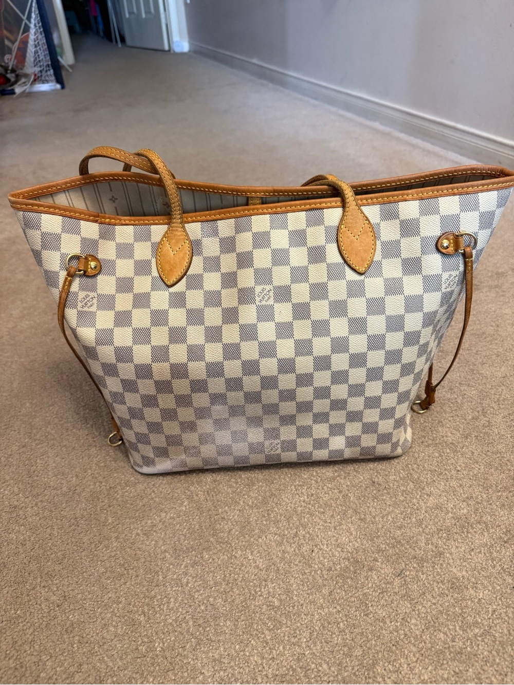 Louis Vuitton Damier Azur Canvas Tote with Vachetta Trim